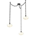 Coppa Rectangular Chain Swag Chandelier - Matte Black / Optic Amber