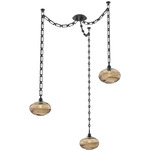 Coppa Rectangular Chain Swag Chandelier - Matte Black / Optic Bronze