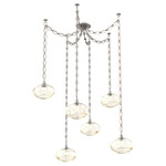 Coppa Oval Chain Swag Chandelier - Beige Silver / Optic Amber