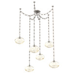 Coppa Rectangular Chain Swag Chandelier - Beige Silver / Optic Amber