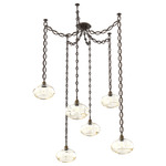 Coppa Oval Chain Swag Chandelier - Flat Bronze / Optic Amber