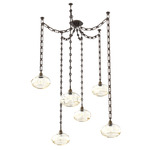Coppa Rectangular Chain Swag Chandelier - Flat Bronze / Optic Amber