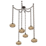 Coppa Oval Chain Swag Chandelier - Flat Bronze / Optic Bronze