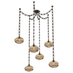 Coppa Rectangular Chain Swag Chandelier - Flat Bronze / Optic Bronze