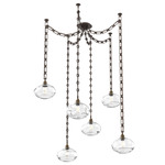 Coppa Rectangular Chain Swag Chandelier - Flat Bronze / Optic Clear