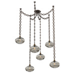 Coppa Oval Chain Swag Chandelier - Flat Bronze / Optic Smoke