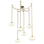 Coppa Diamond Chain Swag Chandelier - Gilded Brass / Optic Amber