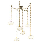 Coppa Rectangular Chain Swag Chandelier - Gilded Brass / Optic Amber