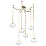 Coppa Rectangular Chain Swag Chandelier - Gilded Brass / Optic Clear