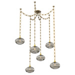 Coppa Rectangular Chain Swag Chandelier - Gilded Brass / Optic Smoke