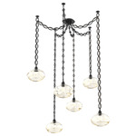 Coppa Oval Chain Swag Chandelier - Matte Black / Optic Amber
