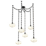 Coppa Rectangular Chain Swag Chandelier - Matte Black / Optic Amber