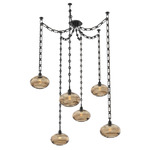 Coppa Rectangular Chain Swag Chandelier - Matte Black / Optic Bronze