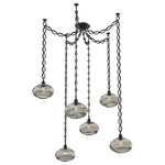 Coppa Oval Chain Swag Chandelier - Matte Black / Optic Smoke