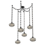 Coppa Rectangular Chain Swag Chandelier - Matte Black / Optic Smoke