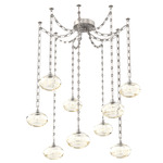Coppa Rectangular Chain Swag Chandelier - Beige Silver / Optic Amber