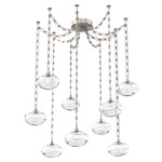 Coppa Rectangular Chain Swag Chandelier - Beige Silver / Optic Clear