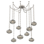 Coppa Oval Chain Swag Chandelier - Beige Silver / Optic Smoke