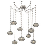 Coppa Rectangular Chain Swag Chandelier - Beige Silver / Optic Smoke