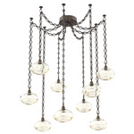 Coppa Diamond Chain Swag Chandelier - Flat Bronze / Optic Amber