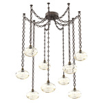 Coppa Oval Chain Swag Chandelier - Flat Bronze / Optic Amber