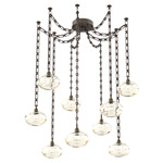Coppa Rectangular Chain Swag Chandelier - Flat Bronze / Optic Amber