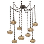 Coppa Rectangular Chain Swag Chandelier - Flat Bronze / Optic Bronze