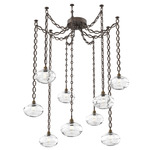 Coppa Oval Chain Swag Chandelier - Flat Bronze / Optic Clear