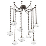 Coppa Rectangular Chain Swag Chandelier - Flat Bronze / Optic Clear