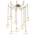 Coppa Diamond Chain Swag Chandelier - Gilded Brass / Optic Amber