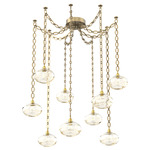 Coppa Oval Chain Swag Chandelier - Gilded Brass / Optic Amber