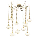 Coppa Rectangular Chain Swag Chandelier - Gilded Brass / Optic Amber