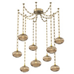 Coppa Rectangular Chain Swag Chandelier - Gilded Brass / Optic Bronze