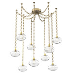 Coppa Diamond Chain Swag Chandelier - Gilded Brass / Optic Clear
