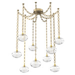 Coppa Oval Chain Swag Chandelier - Gilded Brass / Optic Clear