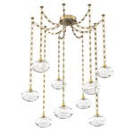 Coppa Rectangular Chain Swag Chandelier - Gilded Brass / Optic Clear