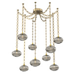 Coppa Oval Chain Swag Chandelier - Gilded Brass / Optic Smoke