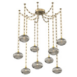 Coppa Rectangular Chain Swag Chandelier - Gilded Brass / Optic Smoke