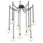 Coppa Oval Chain Swag Chandelier - Matte Black / Optic Amber