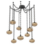 Coppa Oval Chain Swag Chandelier - Matte Black / Optic Bronze