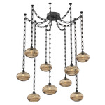 Coppa Rectangular Chain Swag Chandelier - Matte Black / Optic Bronze