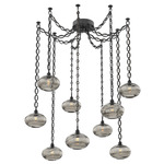 Coppa Oval Chain Swag Chandelier - Matte Black / Optic Smoke