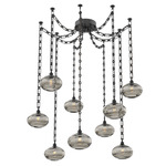 Coppa Rectangular Chain Swag Chandelier - Matte Black / Optic Smoke