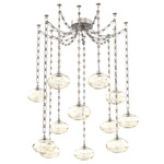 Coppa Rectangular Chain Swag Chandelier - Beige Silver / Optic Amber
