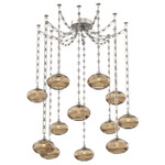 Coppa Rectangular Chain Swag Chandelier - Beige Silver / Optic Bronze