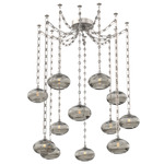 Coppa Rectangular Chain Swag Chandelier - Beige Silver / Optic Smoke