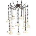 Coppa Oval Chain Swag Chandelier - Flat Bronze / Optic Amber