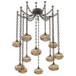 Coppa Oval Chain Swag Chandelier - Flat Bronze / Optic Bronze