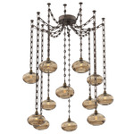 Coppa Rectangular Chain Swag Chandelier - Flat Bronze / Optic Bronze