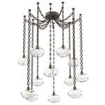 Coppa Oval Chain Swag Chandelier - Flat Bronze / Optic Clear